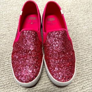 Pink glitter slip on keds 9.5